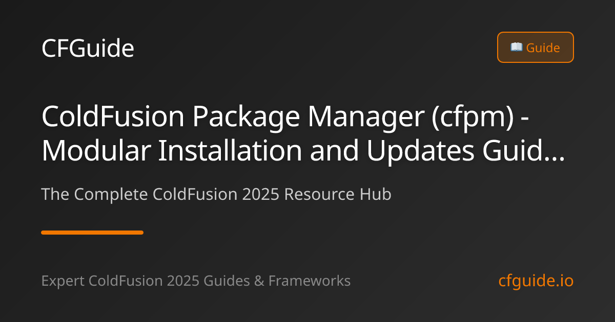 ColdFusion Package Manager (cfpm) - Modular Installation and Updates ...